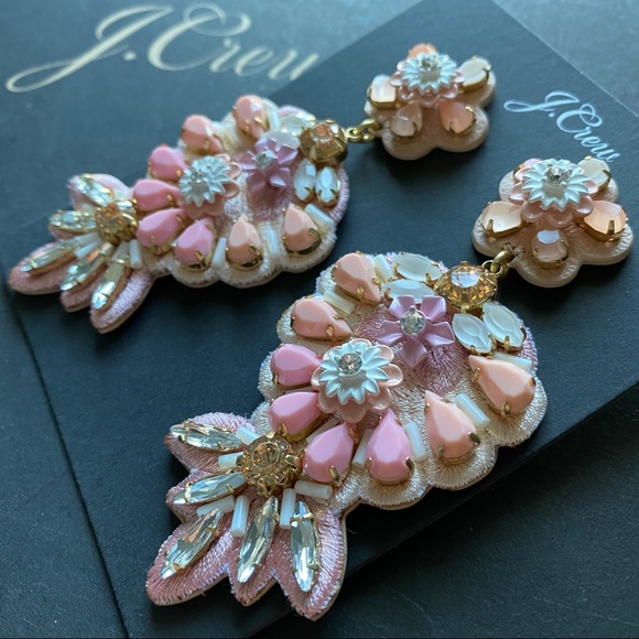 NWT J. Crew Embroidered leather-backed earrings - Picture 9 of 9